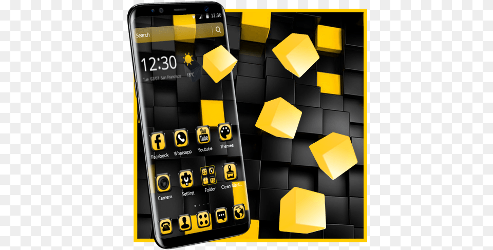 Tema De Cubo Negro Amarillo Google Play Review Aso Yellow Black Theme App, Electronics, Mobile Phone, Phone Free Transparent Png