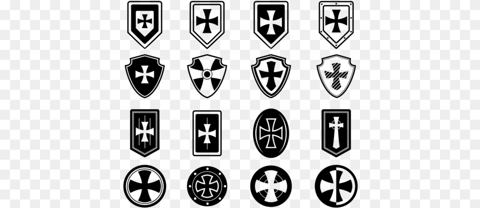 Templar Shield Icons Emblem, Gray Png Image