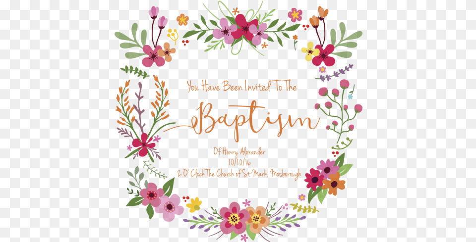 Template For The Floral Girls Baptism Floral Design, Art, Envelope, Floral Design, Graphics Free Transparent Png