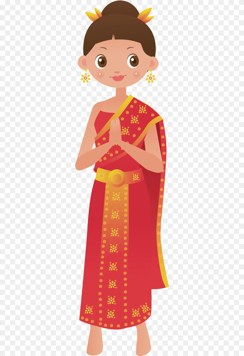 Temple Coreldraw Art Woman Indian Women Cartoon, Clothing, Dress, Person, Face Free Png Download