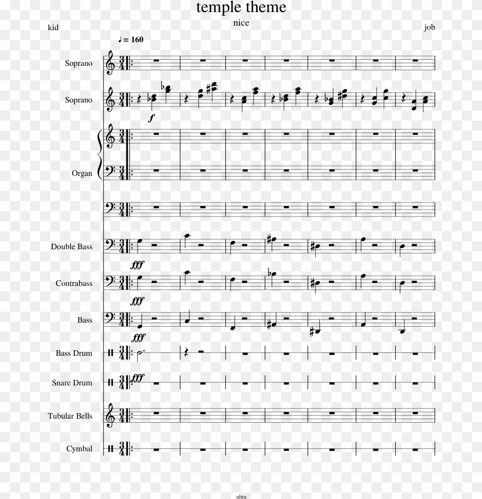 Temple Theme Sheet Music For Voice Organ Contrabass Sheet Music, Gray Free Png