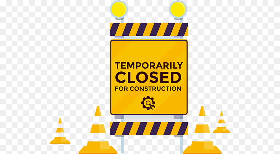Temporarily Closed For Construction, Fence, Sign, Symbol, Advertisement Png
