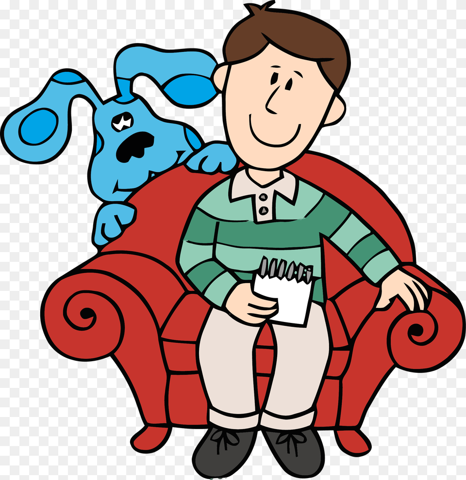 Temporary Blue S Clues Clip Art And Man Clipart Blues Clues Steve Cartoon, Furniture, Baby, Person, Head Png
