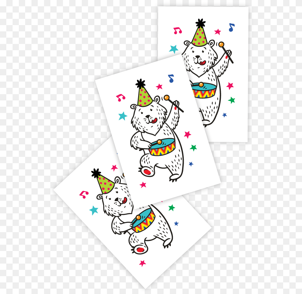 Temporary Tattoos Party Bear Tattoo, Clothing, Hat, Envelope, Greeting Card Free Png