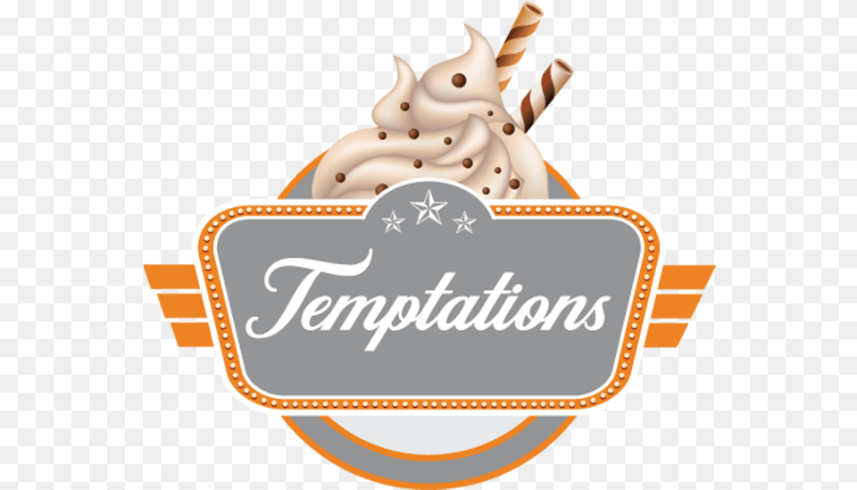 Temptations Label, Cream, Dessert, Food, Ice Cream Png