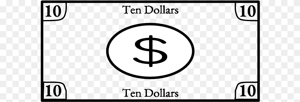 Ten Dollar Bill 10 Black And White Circle, Electronics, Hardware, Symbol, Astronomy Png