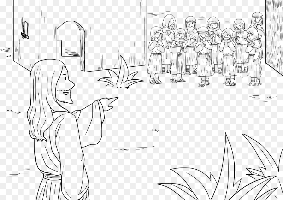 Ten Lepers Coloring Page, Gray Png