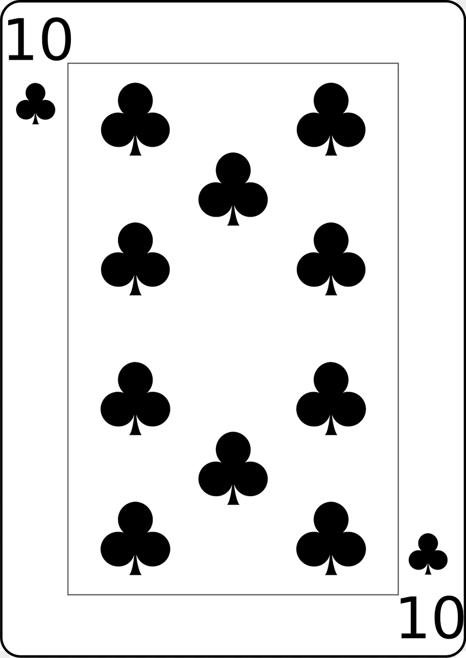 Ten Of Clubs Clipart, Stencil Png