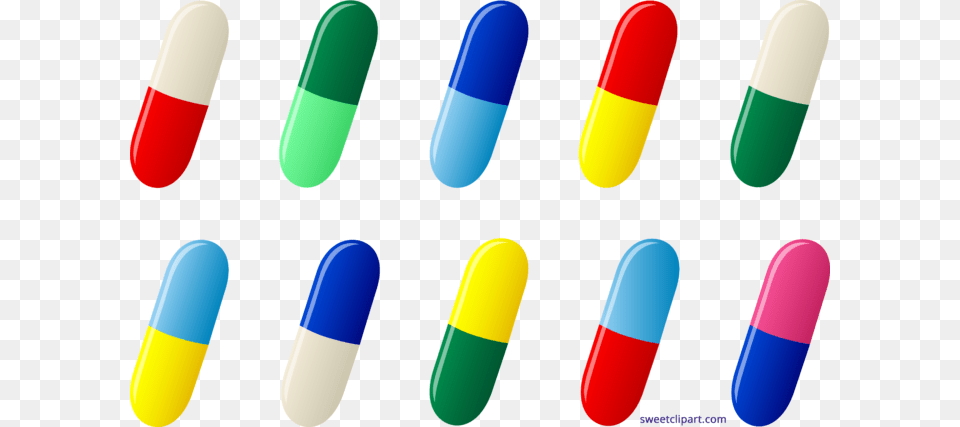 Ten Pills Capsules Meds Clipart, Capsule, Medication, Pill Png