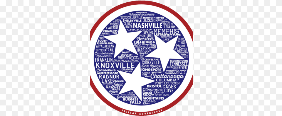 Tennessee Destination Decal Tn Flag Circle, Symbol, Star Symbol Free Png