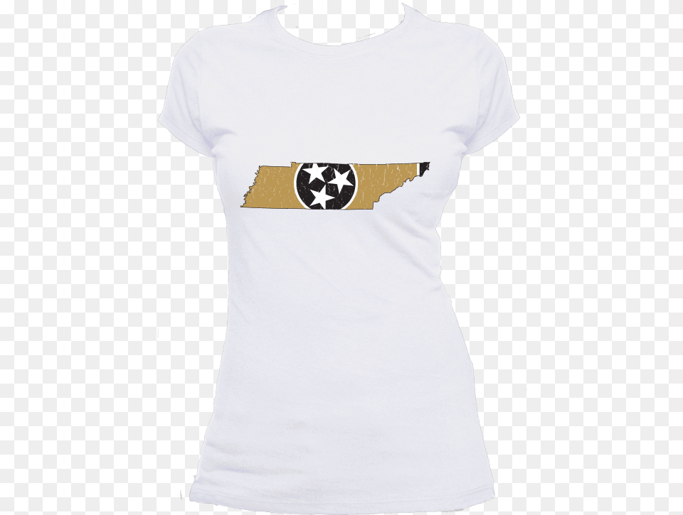Tennessee Flag State Outline Gold Womens Short Sleeve Pug, Clothing, T-shirt, Shirt Png