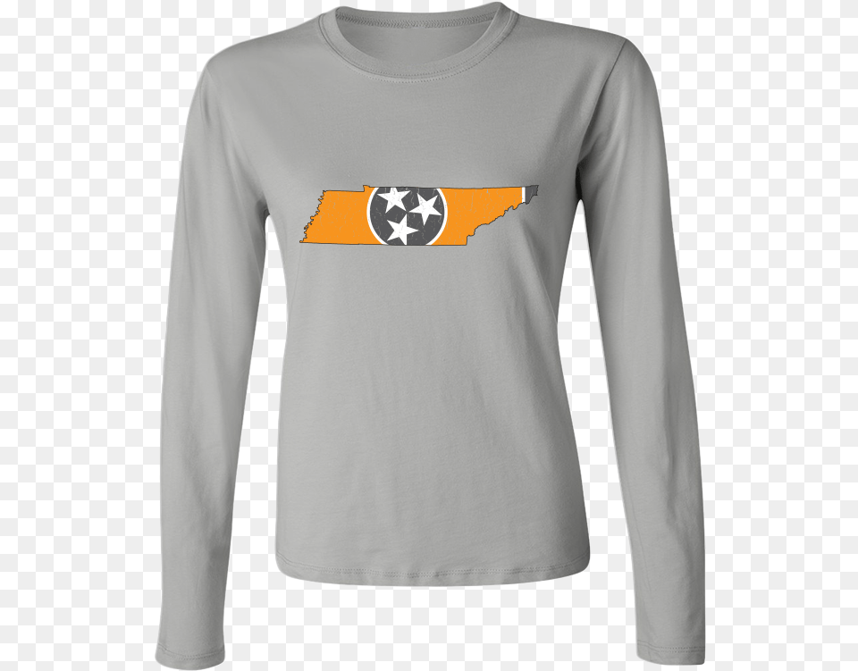 Tennessee Flag State Outline Orange Womens Long Sleeve Light Blue Ugly Christmas Sweater, Clothing, Long Sleeve, T-shirt, Shirt Free Png