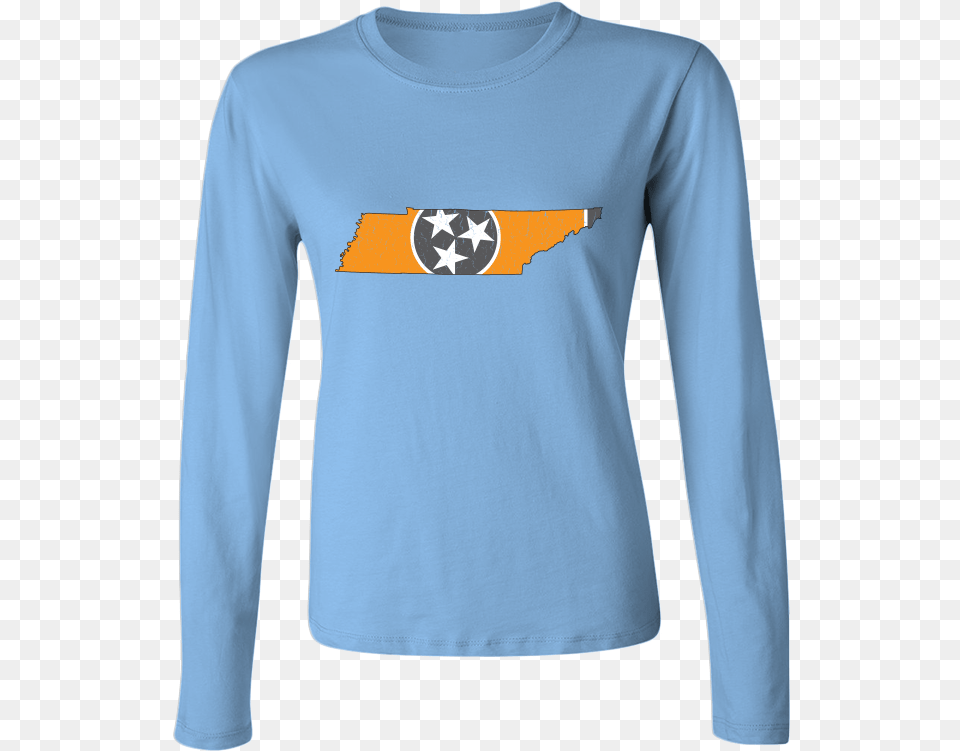 Tennessee Flag State Outline Orange Womens Long Sleeve Long Sleeved T Shirt, Clothing, Long Sleeve, T-shirt Free Png