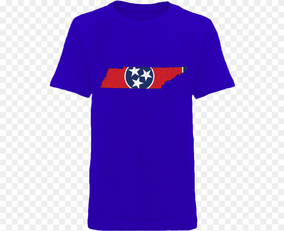 Tennessee Flag State Outline Red Youth Royal Blue Short Tennessee State Flag, Clothing, Shirt, T-shirt Free Png