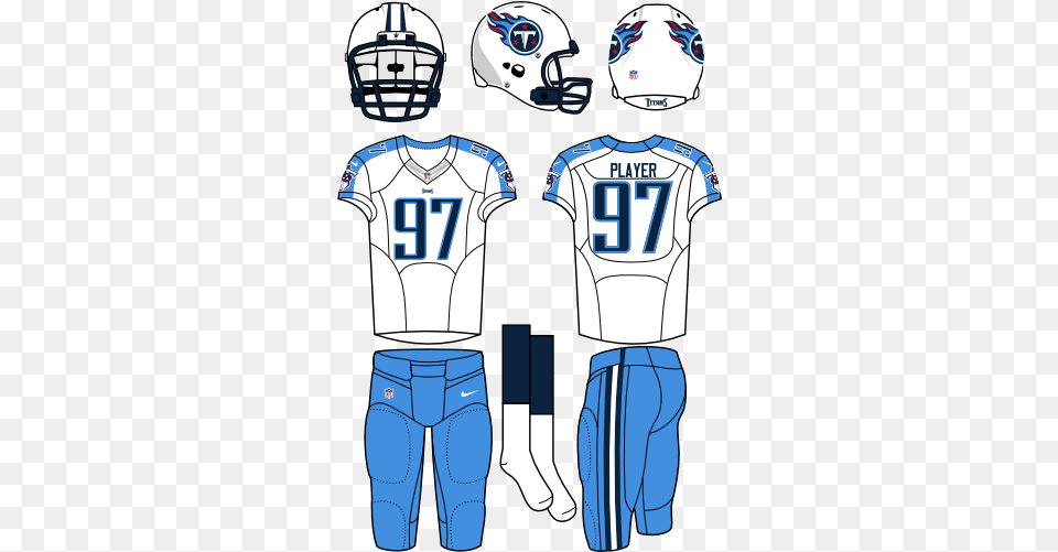 Tennessee Titans Road Uniform National Football League Tennessee Titans Away Uniform, Clothing, Helmet, Shirt, American Football Free Png