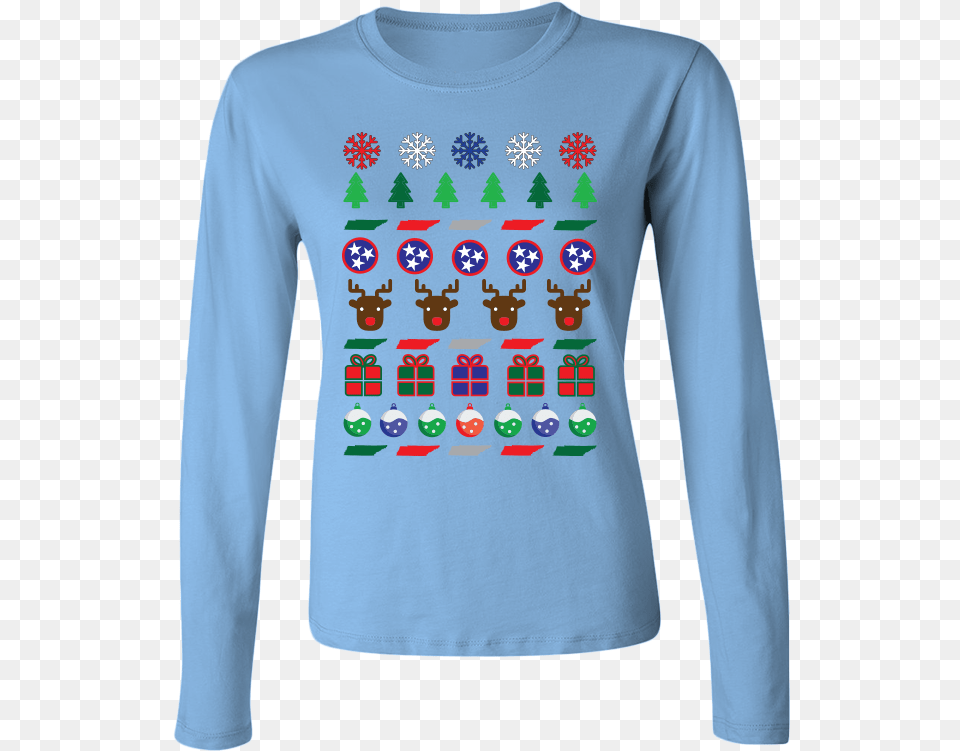 Tennessee Ugly Christmas Sweater Womens Long Sleeve Long Sleeved T Shirt, Clothing, Long Sleeve, T-shirt, Applique Png