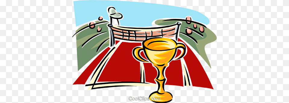 Tennis Court With Trophy Royalty Vector Clip Art Illustration, Glass, Cup Free Png Download