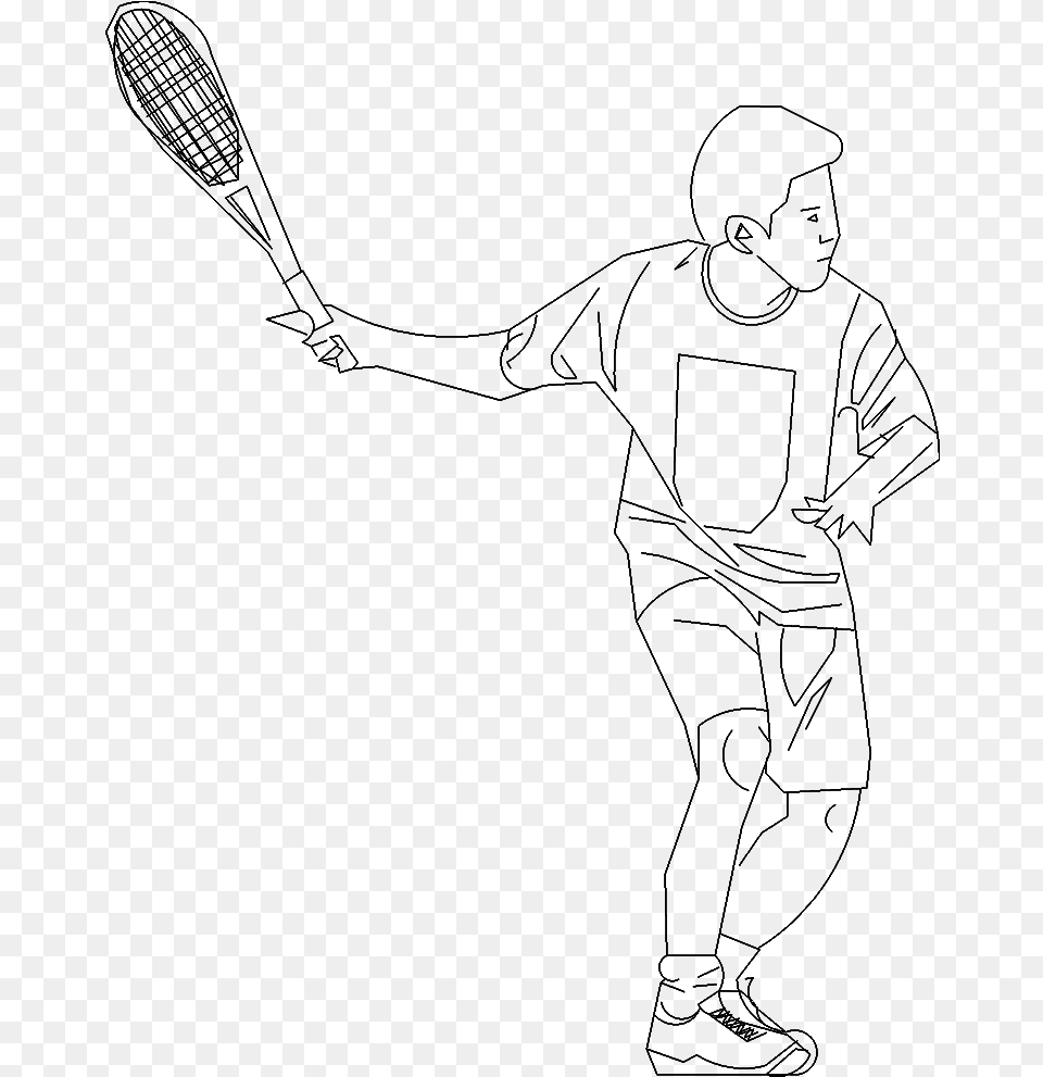 Tennis Player Line Art, Gray Free Png Download
