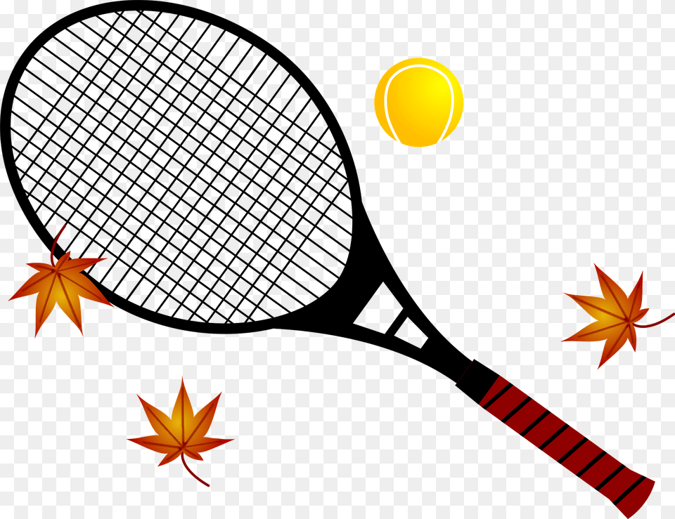 Tennis Racket And Ball With Autumn Leaves Clipart, Sport, Tennis Racket, Leaf, Plant Free Transparent Png