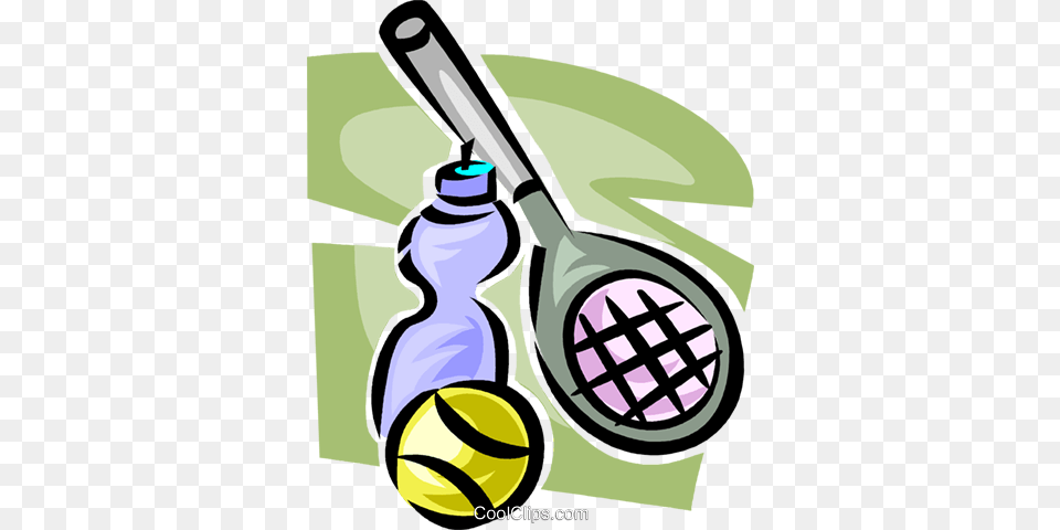 Tennis Racket Ball And Water Bottle Royalty Vector Clip Art, Cutlery, Spoon, Sport, Tennis Racket Free Png