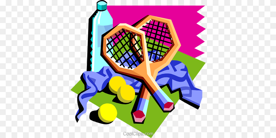 Tennis Rackets With Water Bottle Etc Royalty Vector Clip, Racket, Art, Graphics, Dynamite Free Png