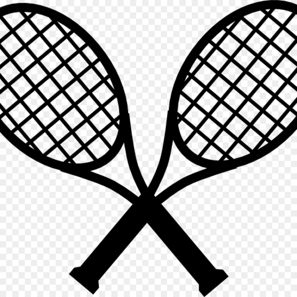 Tennis Raquet Clipart Crossed Tennis Rackets Clipart Tennis Racquet Clipart Black And White, Gray Free Png Download
