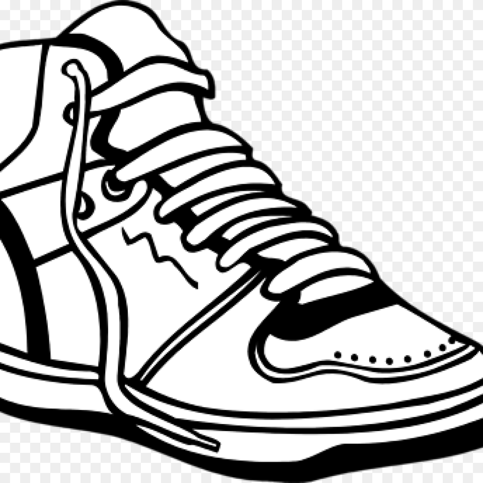 Tennis Shoe Clipart Sneaker Shoes Black And White Black And White Shoe Clip Art, Clothing, Footwear, Person Png