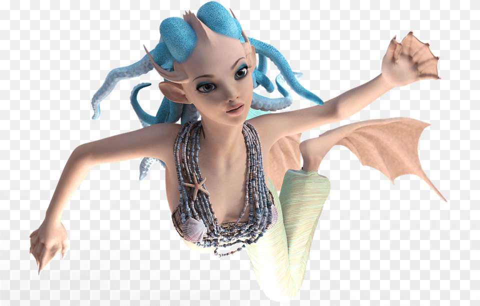 Tentacle Fantasy Mermaid Fins Fish Skin Sea Swim Mermaid Tentacle Hair, Adult, Female, Person, Woman Free Transparent Png