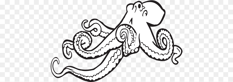 Tentacles Octopus Vectors Octopus Clipart Black And White, Animal, Sea Life, Invertebrate Png Image