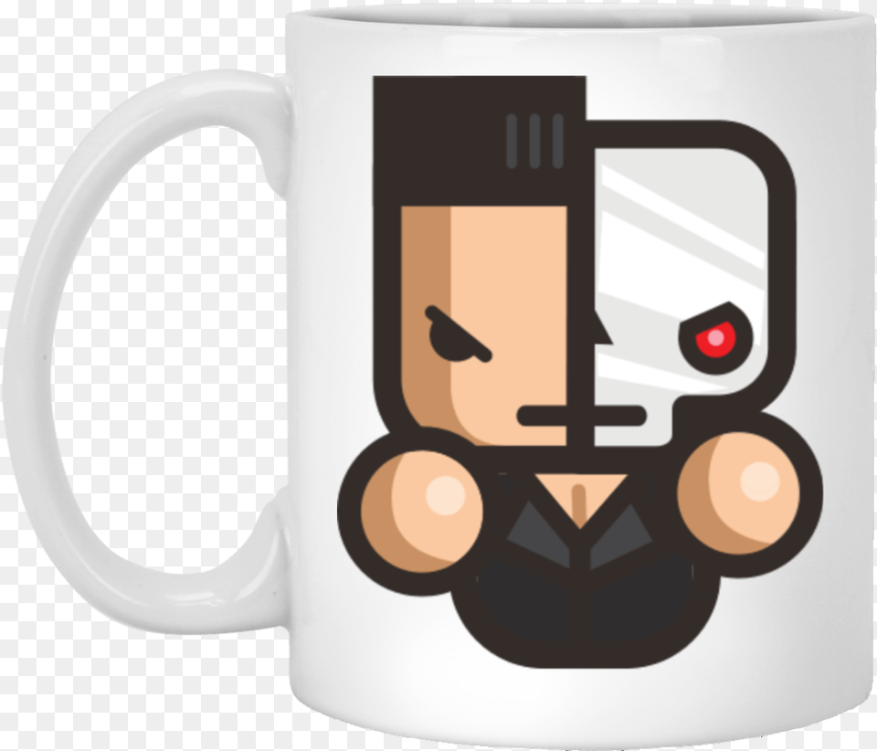 Terminator Half Face White Mug Beer Stein, Cup, Beverage, Coffee, Coffee Cup Free Png Download