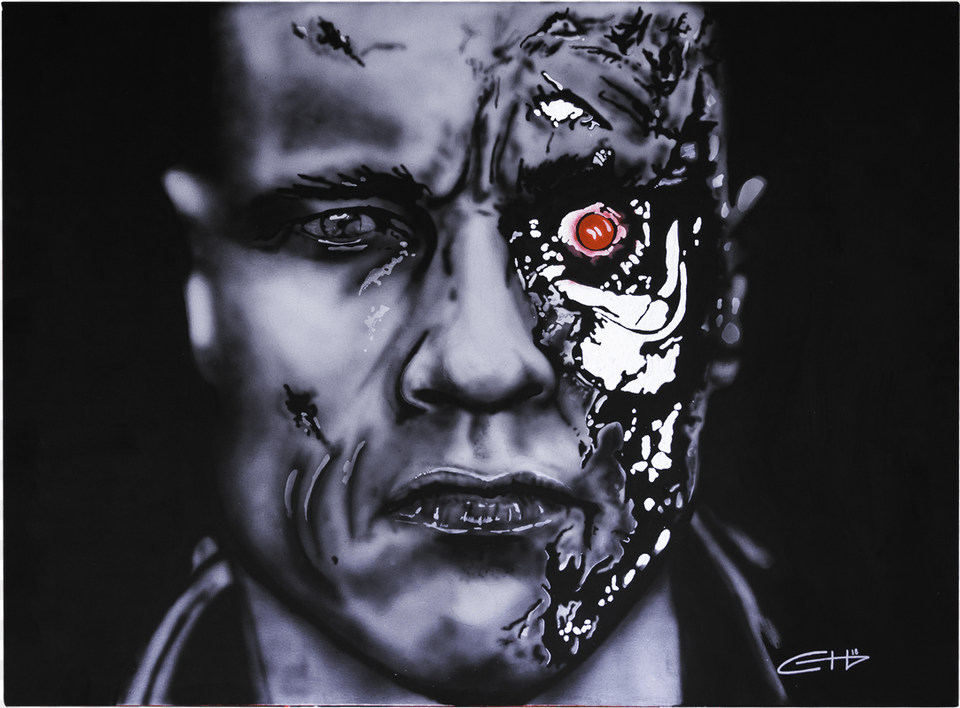 Terminator Painting, Face, Head, Person, Photography Free Transparent Png