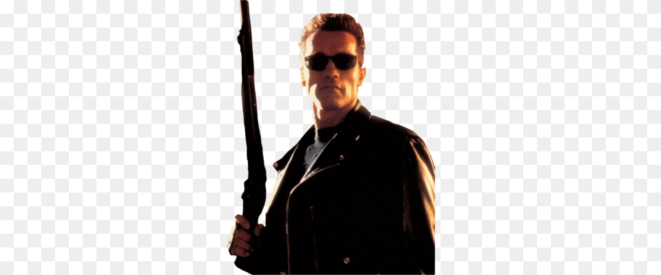 Terminator Psd I M Back Gif Arnold, Accessories, Sunglasses, Rifle, Person Free Transparent Png