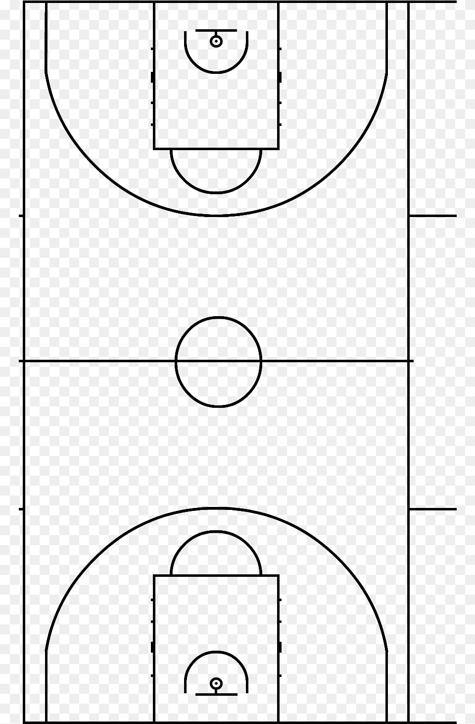 Terrain Basket Fiba Basketball Half Court, Gray Free Png