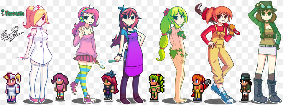 Terraria Npcs In Real Life, Book, Publication, Comics, Female Free Png Download