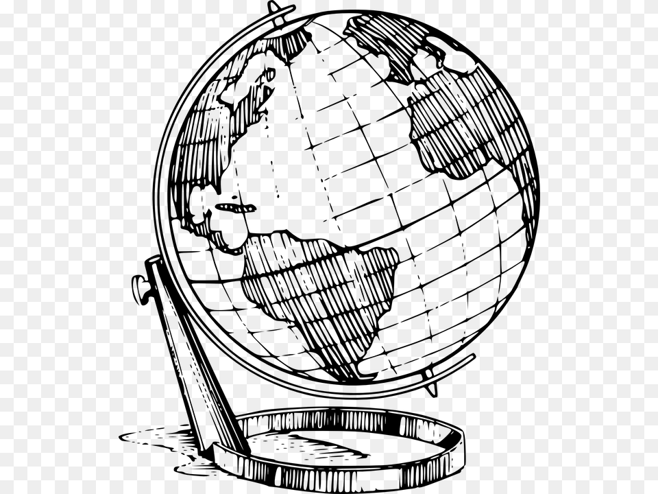 Terrestrial Globe Earth Globe World Map, Gray Free Png Download