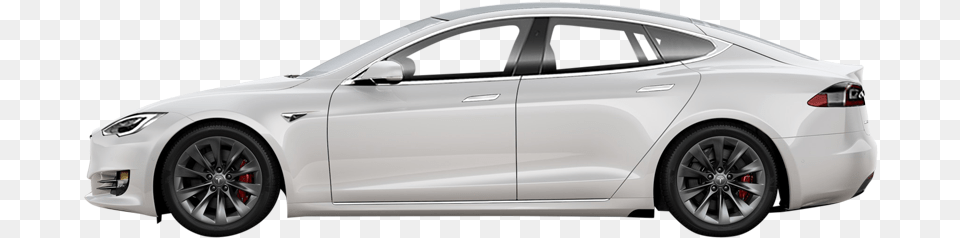 Tesla In White From The Side Tesla Seite, Car, Vehicle, Transportation, Sedan Png Image