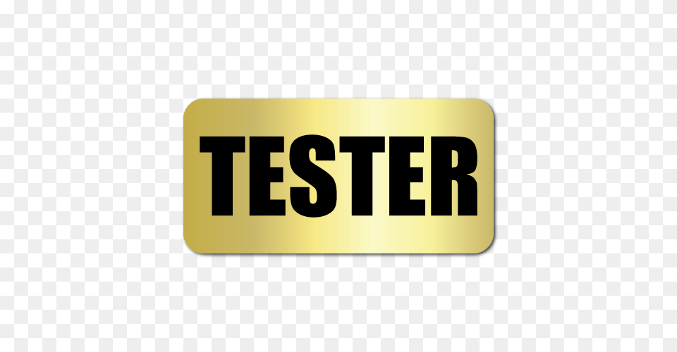 Tester Stickers On Shiny Gold Foil, Text, Symbol Free Png