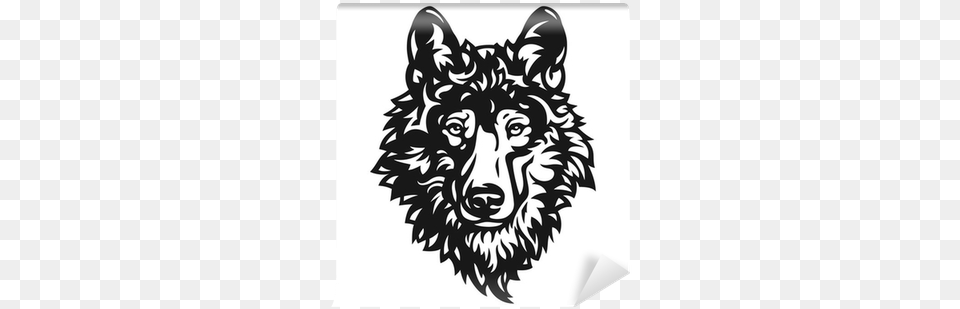 Tete De Loup Stylisee, Stencil, Animal, Mammal, Wolf Png