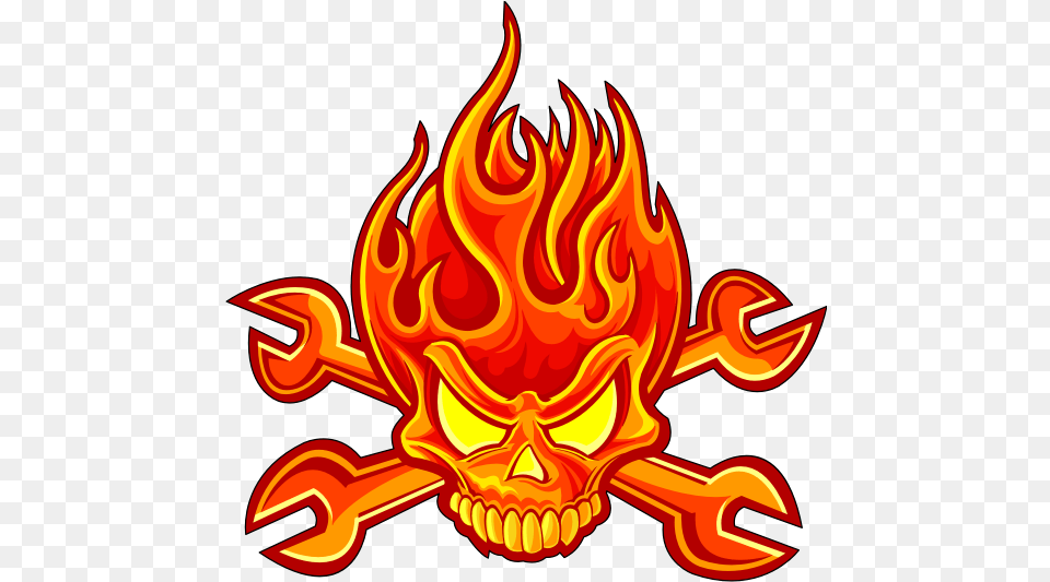 Tete De Mort Feu Orange Logos Fire Skull Clipart Cartoon Skull On Fire, Flame, Dynamite, Weapon Free Transparent Png