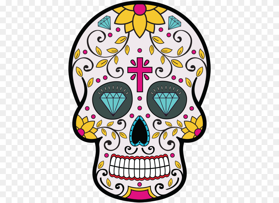 Tete De Mort Mexicaine Day Of The Dead Flyer, Art, Pattern, Applique, Drawing Png Image