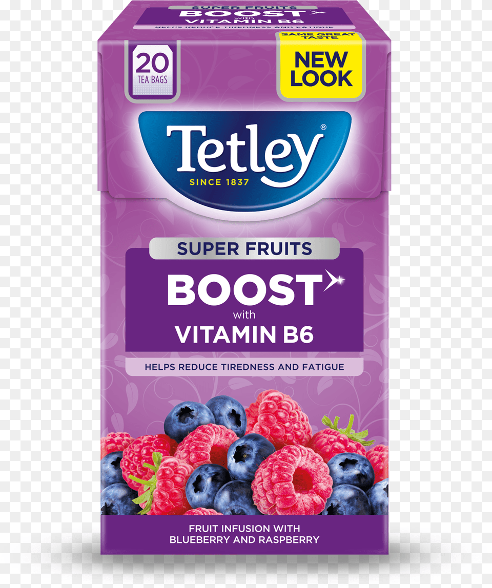 Tetley Super Fruits Boost Blueberry U0026 Raspberry Uk Tetley Fruit Tea Boost, Berry, Food, Plant, Produce Png Image