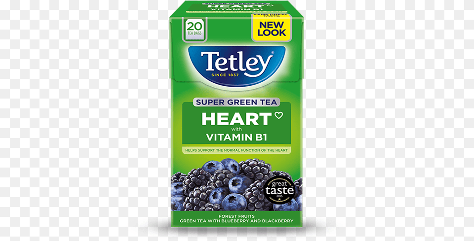 Tetley Super Green Tea Heart Forest Fruits Tetley Original Softpack 240 Teabags, Berry, Blueberry, Food, Fruit Free Png