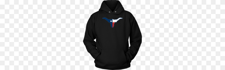 Texas Flag On Longhorn Silhouette T Shirt Teefig, Clothing, Hood, Hoodie, Knitwear Png Image