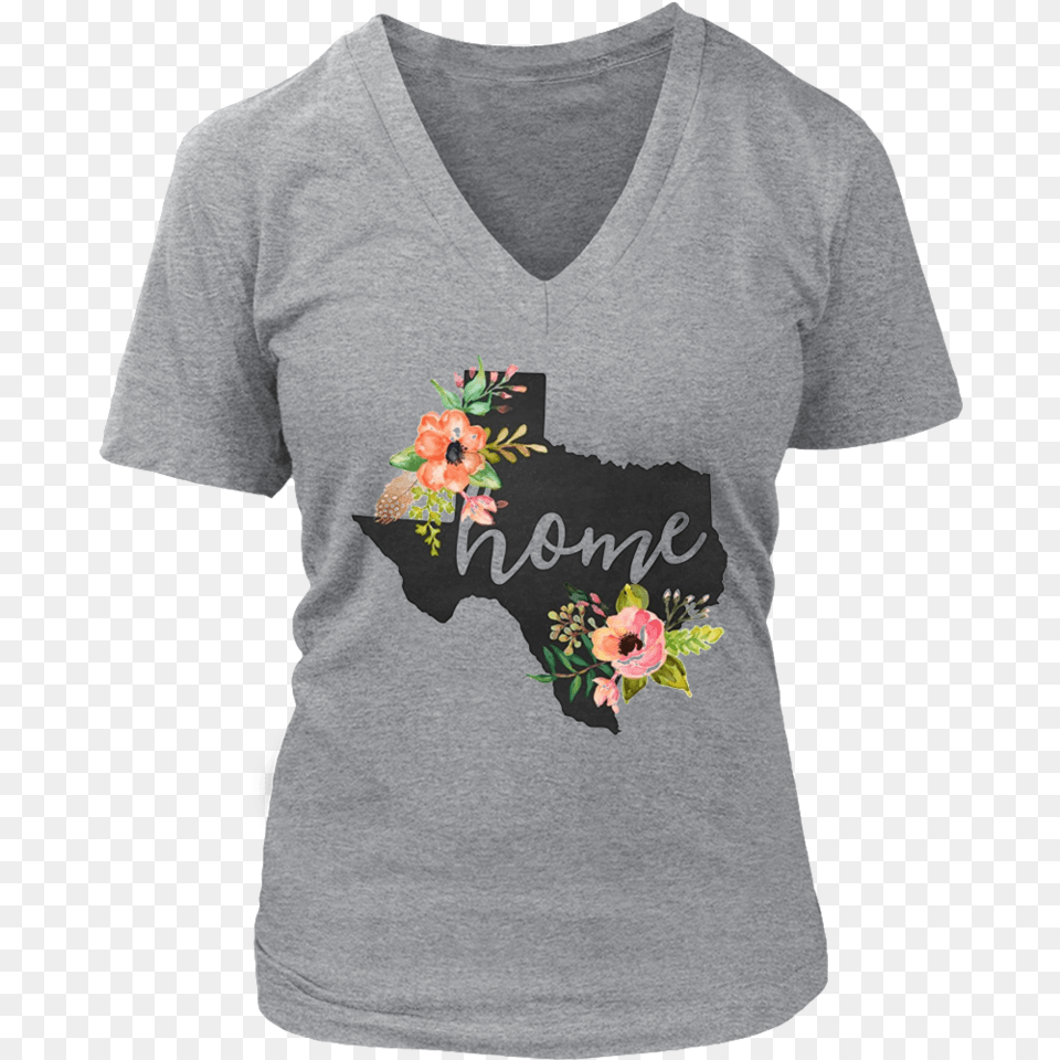 Texas Home Chalkboard Watercolor Flowers State T Shirt October Girl T Shirt, Clothing, T-shirt, Pattern, Adult Png Image