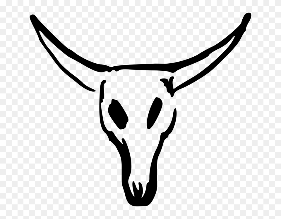Texas Longhorn Drawing Skull Bull Download, Gray Png