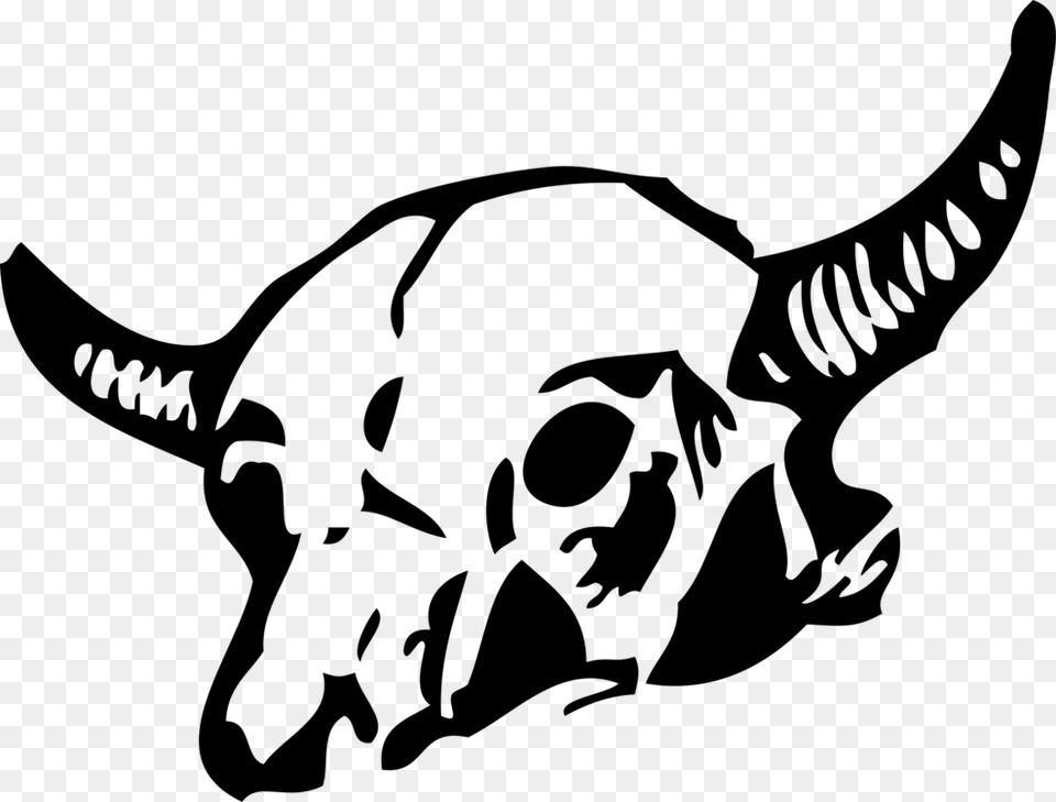 Texas Longhorn English Longhorn Skull, Gray Free Png Download