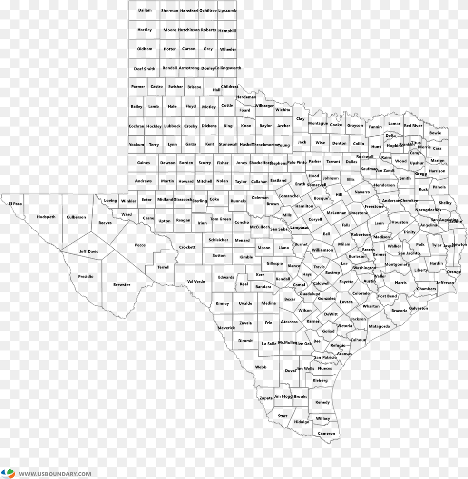 Texas Outline With Counties, Chart, Plot, Diagram, Map Png