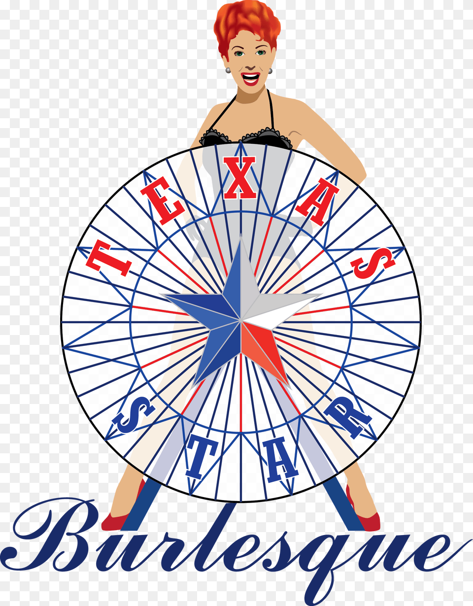 Texas Star Burlesque Logo Red Hair, Adult, Female, Person, Woman Free Png