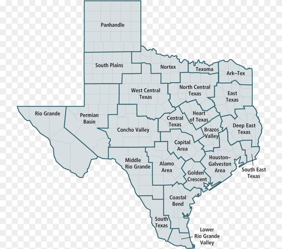 Texas State Expenditures By Council Of Government Region Map Of Texas Counties, Chart, Plot, Atlas, Diagram Png Image