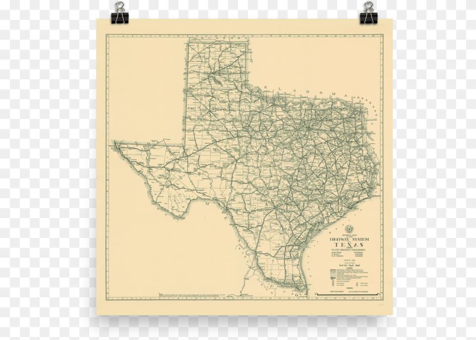 Texas State Highway Map Old Texas Map, Chart, Plot, Atlas, Diagram Free Png